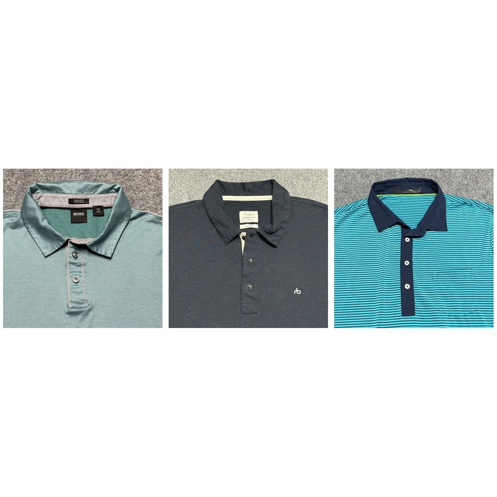 Designer Polo Shirts 3-Pack Mens XL Hugo Boss Rag Bone RLX Luxury